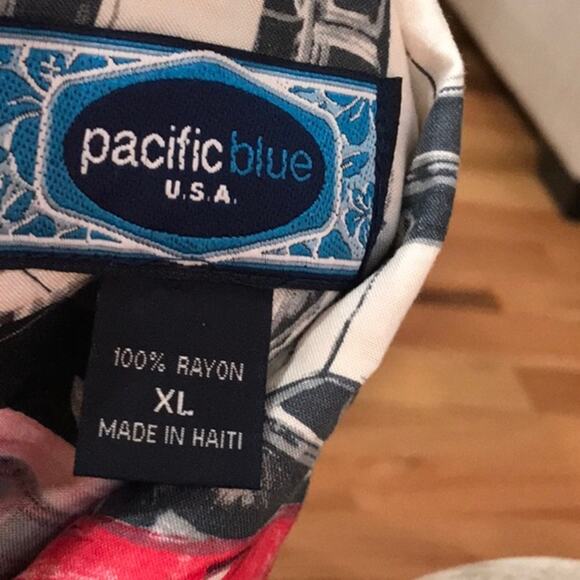 Pacific Blue USA button down short sleeved collared shirt size XL - Picture 3 of 3